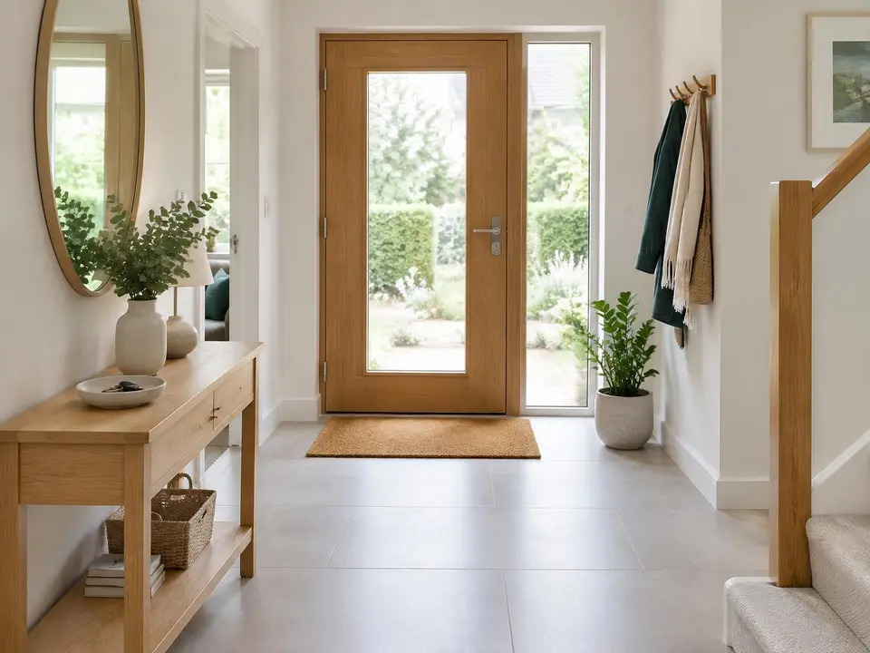 A tidy home entrance hall in daylight